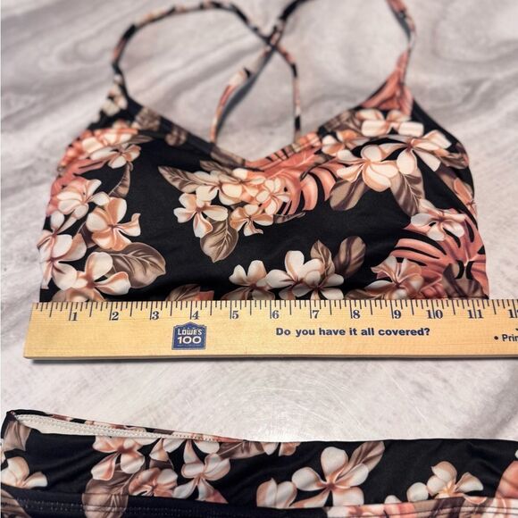 Hurley Women's Tropical Floral Bikini - Black and Tan - Picture 4 of 7